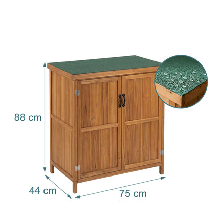 Outdoor Wooden Garden Tool Cabinet, Light Brown, 88x75x44 cm