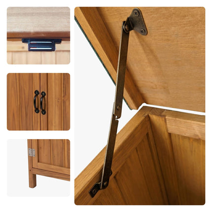Outdoor Wooden Garden Tool Cabinet, Light Brown, 88x75x44 cm