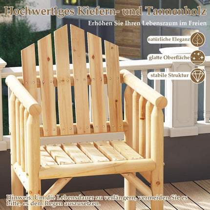 Outdoor Wooden Patio Chair with High Back and Armrests