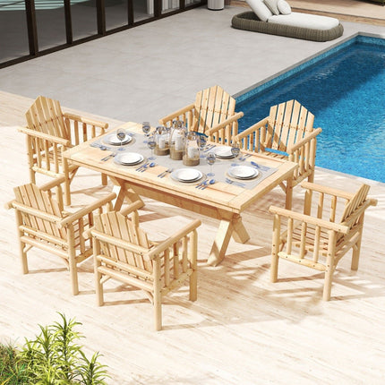 Outdoor Wooden Patio Chair with High Back and Armrests