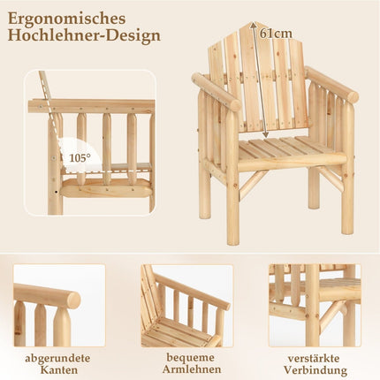 Outdoor Wooden Patio Chair with High Back and Armrests
