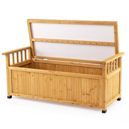 Outdoor Wooden Storage Bench, 155L, Water-Resistant