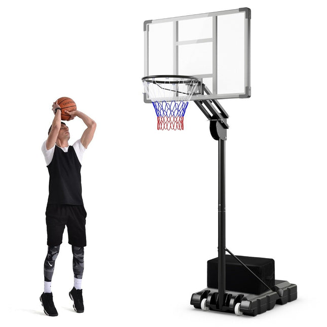 Outdoor basketball hoop 135/143-305 cm height-adjustable basketball stand with 2 wheels