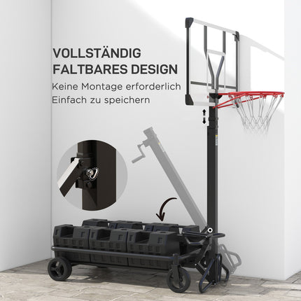 Adjustable outdoor basketball hoop with wheels, 130-310 cm