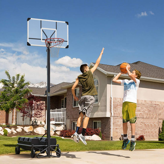Adjustable outdoor basketball hoop with wheels, 130-310 cm