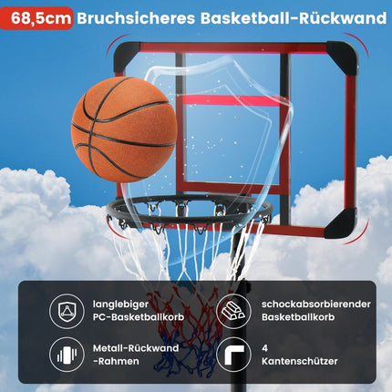 Outdoor basketball hoop with stand 155-210cm height-adjustable basketball stand black