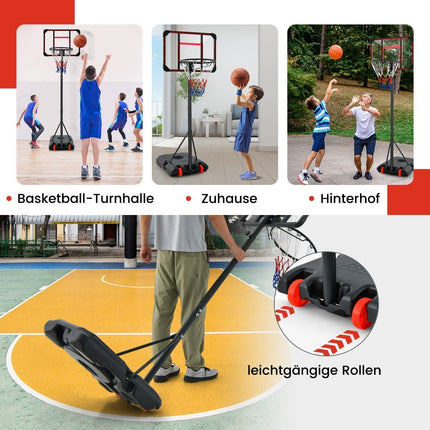 Outdoor basketball hoop with stand 155-210cm height-adjustable basketball stand black