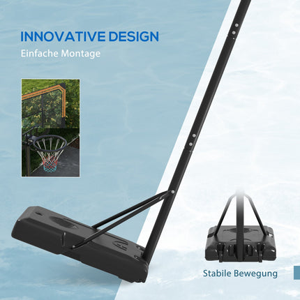 Adjustable outdoor basketball hoop with wheels - 182-213 cm