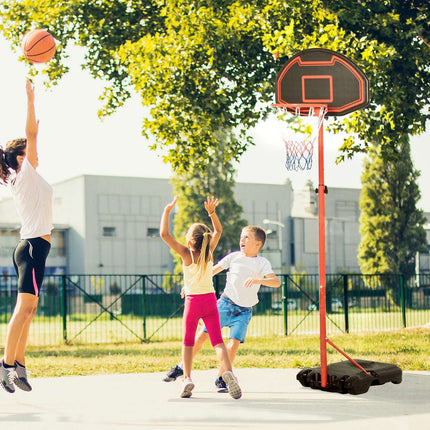 Adjustable outdoor basketball hoop with wheels - 194-249 cm