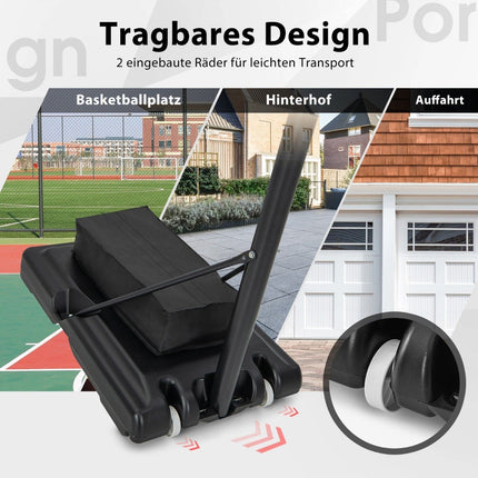 Outdoor basketball hoop with stand & nets 135-305 cm height-adjustable basketball stand