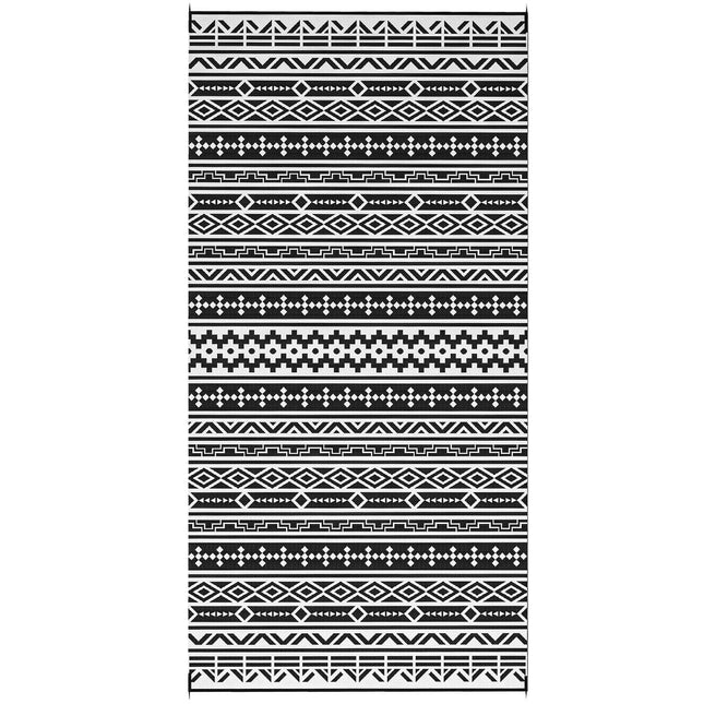 Weather resistant outdoor rug - Foldable black and white, 548x274 cm