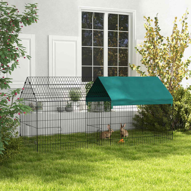 Outdoor house for small animals, steel with lid, green