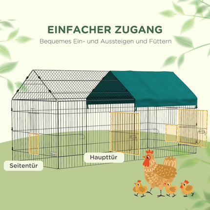 Outdoor house for small animals, steel with lid, green