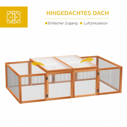 Outdoor rabbit hutch - enclosure for small animals, spruce wood 181x100x48 cm