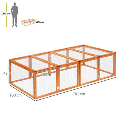 Outdoor rabbit hutch - enclosure for small animals, spruce wood 181x100x48 cm