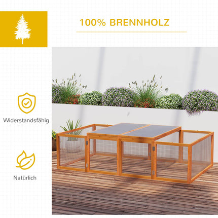 Outdoor rabbit hutch - enclosure for small animals, spruce wood 181x100x48 cm