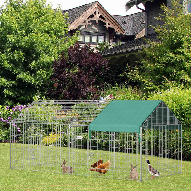 Playpen for guinea pigs outdoors with cover, steel frame