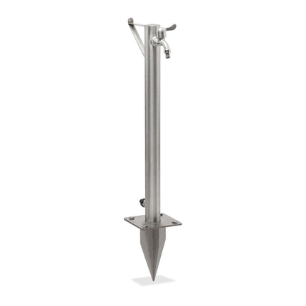 Outdoor faucet with hose holder