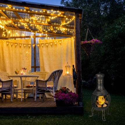 Outdoor fireplace gold-coloured
