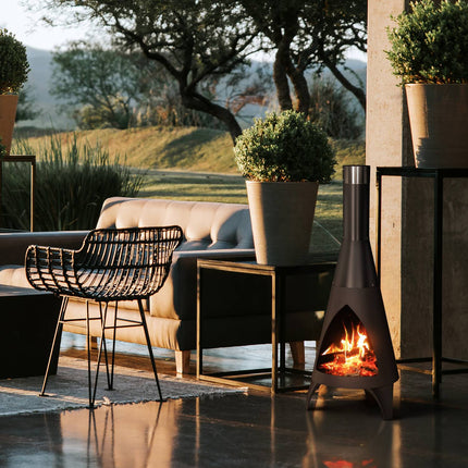 Outdoor fireplace open hearth black