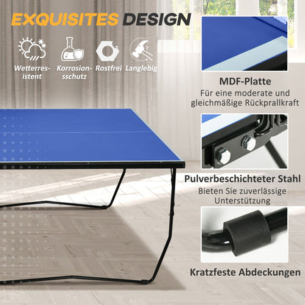 Collapsible outdoor table tennis set with net and wheels