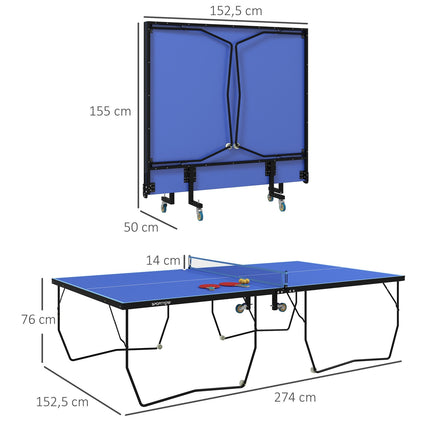 Collapsible outdoor table tennis set with net and wheels
