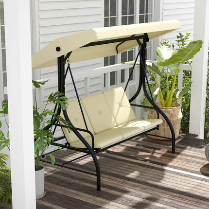 2-in-1 reclining garden swing, 3-seater, adjustable canopy