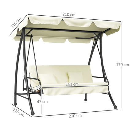 2-in-1 reclining 3-seat garden swing, cream white, 240 kg load