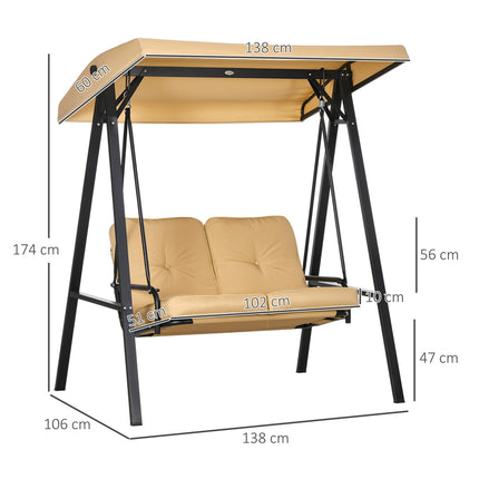 3-seat garden swing with adjustable canopy, beige
