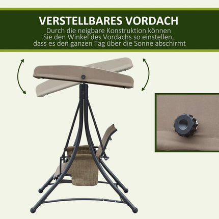 3-seat garden swing with adjustable canopy, 300 kg capacity