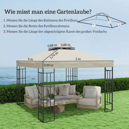 Gazebo Roof replacement 3x3m, Water resistant, Cream white
