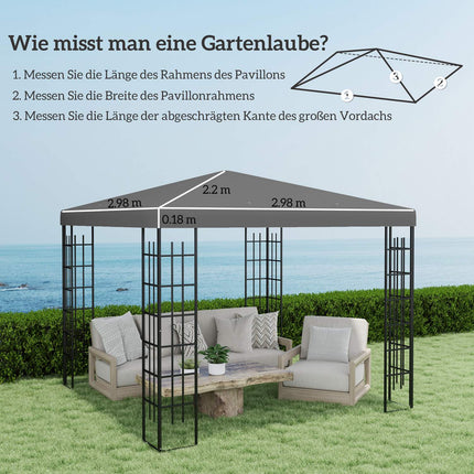 Waterproof Gazebo roof cover, 3x3m, dark grey, 370gsm