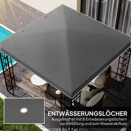 Waterproof Gazebo roof cover, 3x3m, dark grey, 370gsm