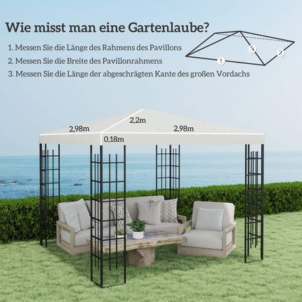 Waterproof 3x3m Gazebo roof cover, Oxford fabric, light grey