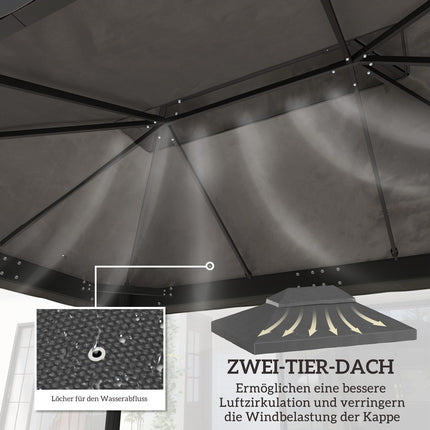 Waterproof 3x4m Gazebo roof replacement, dark grey