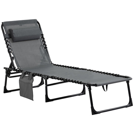 Folding sun lounger with cushion, adjustable, weatherproof