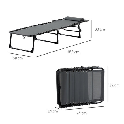 Folding sun lounger with cushion, adjustable, weatherproof