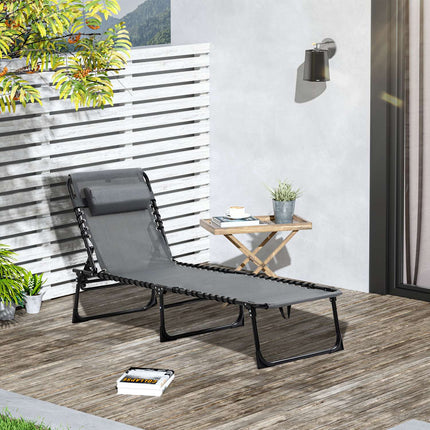 Folding sun lounger with cushion, adjustable, weatherproof