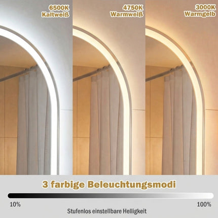 Oval LED Bathroom Mirror, 90x55 cm, Anti-Fog, Dimmable