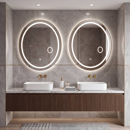 Oval LED Bathroom Mirror, Dimmable, 60x50 cm, 3 Light Colors