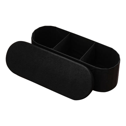 Oval Storage Ottoman Bench, Foldable Teddy Fleece, 660 lb