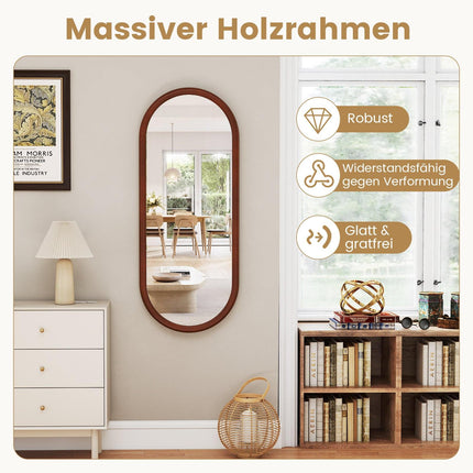 Oval Wall Mirror, 110x45 cm, Solid Wood Frame