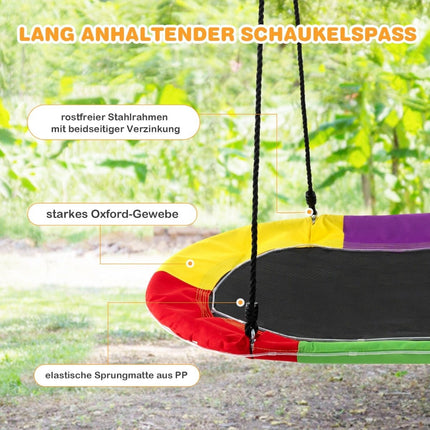 Oval nest swing up to 300 kg load capacity outdoor swing with adjustable ropes children's swing