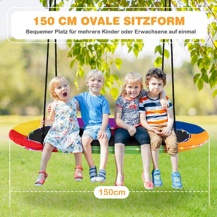 Oval nest swing up to 300 kg load capacity outdoor swing with adjustable ropes children's swing