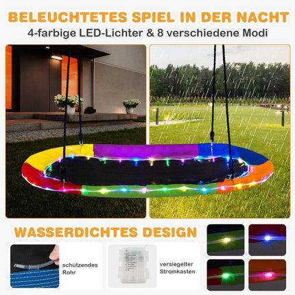 Oval nest swing up to 300 kg load capacity outdoor swing with adjustable ropes children's swing