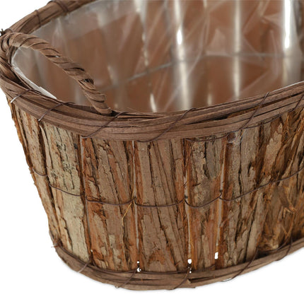 Oval wooden flower pot - set of 3
