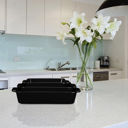 Oven form ceramic set of 3 black