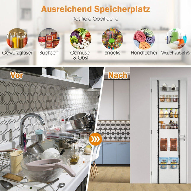 Verstelbare 6-laags pantry organizer plank voor over de deur