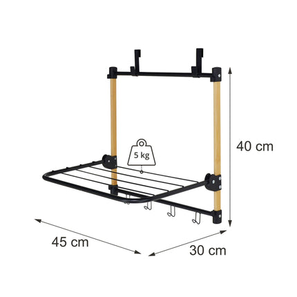 Over-Door Clothes Dryer, Steel & Bamboo, 1.7m Drying Length
