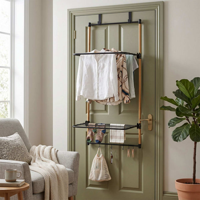 Over-Door Clothes Dryer, Steel & Bamboo, 91x45x30 cm